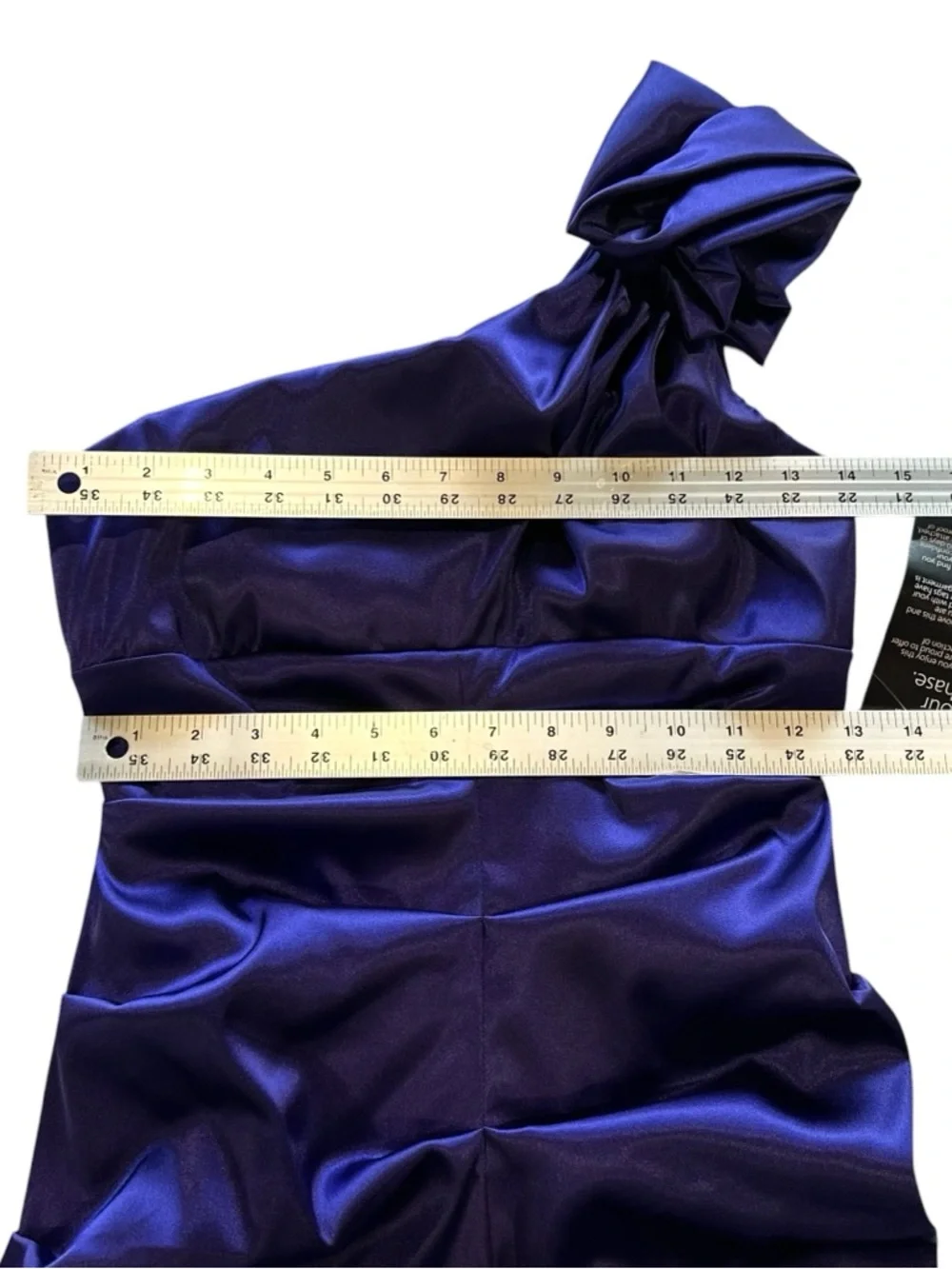 NWT Xscape Cocktail Dress Royal Blue/Purple Ruched One Shoulder Satin Mini Sz 6 - Picture 12 of 12